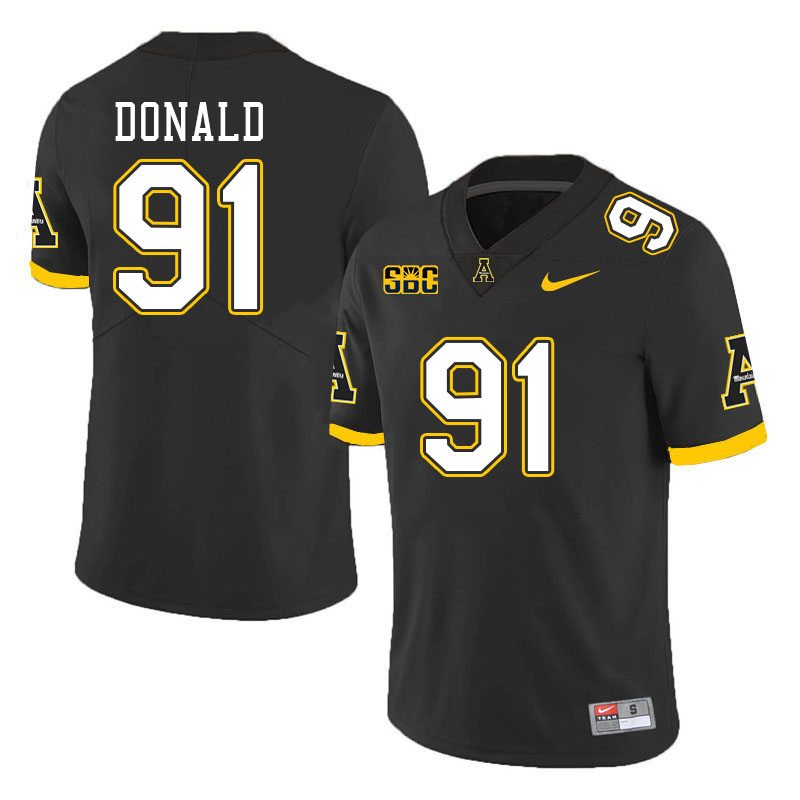 Men #91 Joshua Donald Appalachian State Mountaineers College Football Jerseys Stitched-Black
